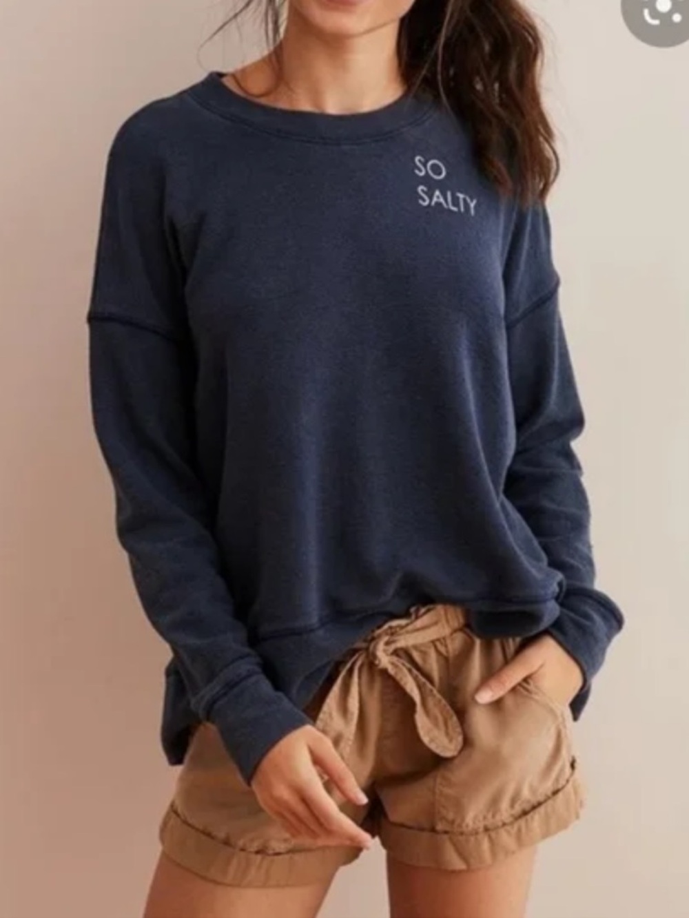 Aerie Oversized Beach Fleece So Salty Sweater Sweatshirt Top W2323 Sz S